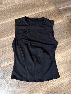 Good American Black Sleeveless Tank with Crew Neck